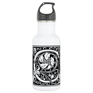 Botella De Agua Letra C Monograma Arte Nouveau Medieval