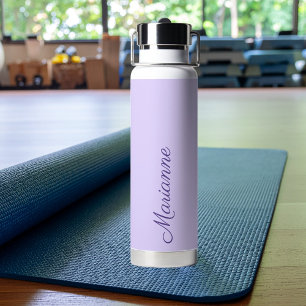 Botella De Agua Letra de nombre personalizado de lavanda