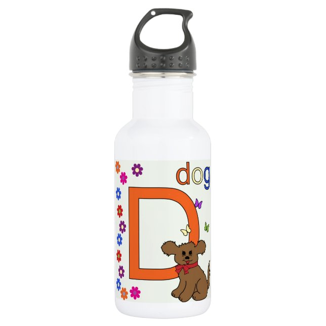 Botella De Agua Letra de perro D (Anverso)