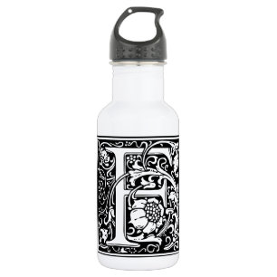 Botella De Agua Letra F Monograma medieval Art Nouveau