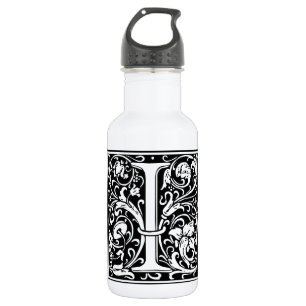 Botella De Agua Letra I Monograma Medieval Art Nouveau
