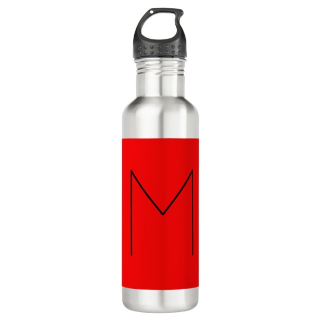 Botella De Agua Letra inicial color rojo Minimalista moderno monog (Anverso)