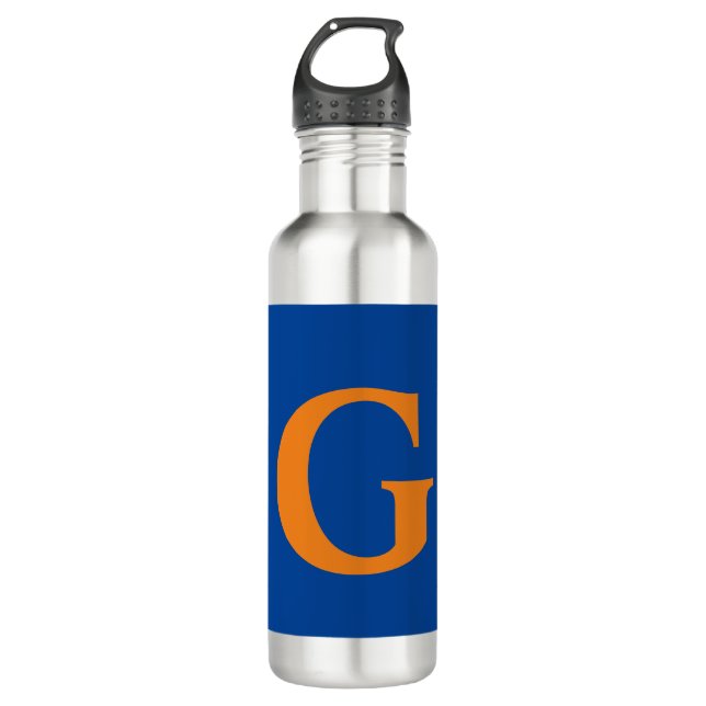 Botella De Agua Letra inicial monograma moderno Naranja azul elega (Anverso)