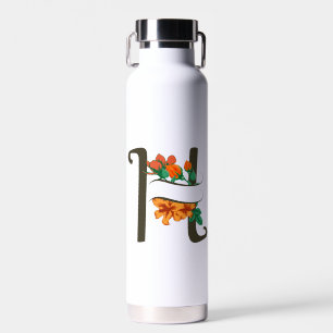 Botella De Agua Letra mayúscula Monograma floral H