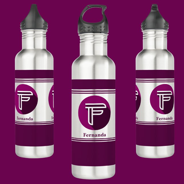 Botella De Agua Letra monograma (F) de estilo Personalizado modern (Subido por el creador)