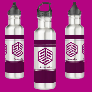Botella De Agua Letra monograma (K) de nombre elegante Personaliza