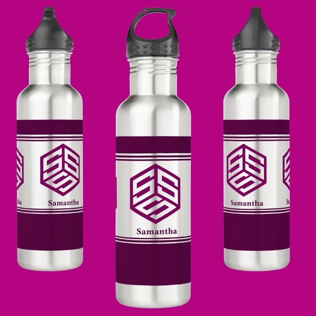 Botella De Agua Letra monograma (K) de nombre elegante Personaliza (Subido por el creador)