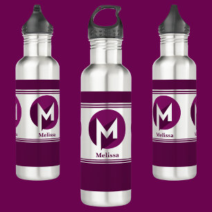 Botella De Agua Letra monograma (M) con estilo Personalizado moder