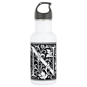 Botella De Agua Letra N Monograma Medieval Art Nouveau