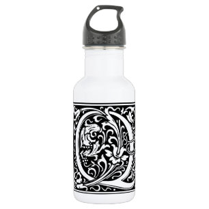 Botella De Agua Letra Q Monograma Medieval Art Nouveau
