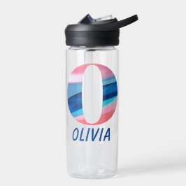 Botella De Agua Letra rosa azul gradiente de la letra secundaria o