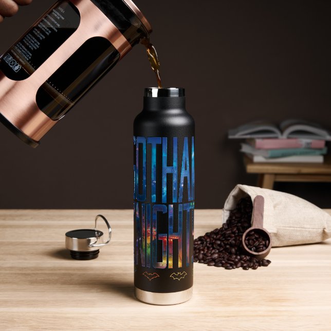 Botella De Agua Letras de Gotham Knights City (Café)