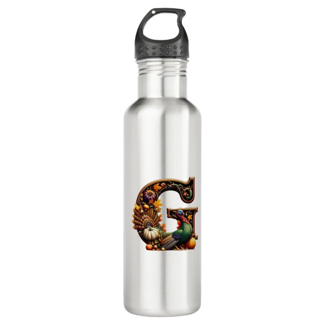 Botella De Agua Letter G Thanksgiving style  (Anverso)