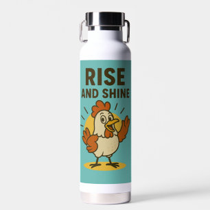 Botella De Agua Levántate y resplandece pollo feliz