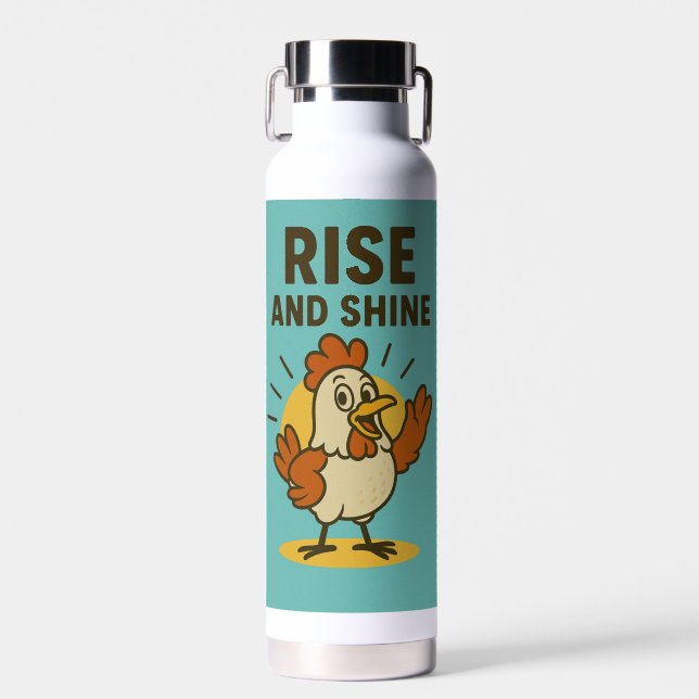 Botella De Agua Levántate y resplandece pollo feliz (Delantero)