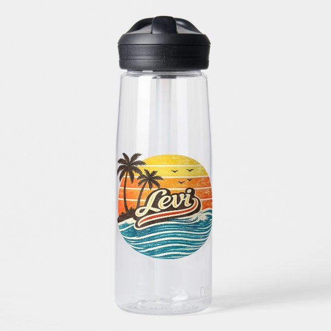 Botella De Agua Levi Retro Sunset Name Design (Delante)