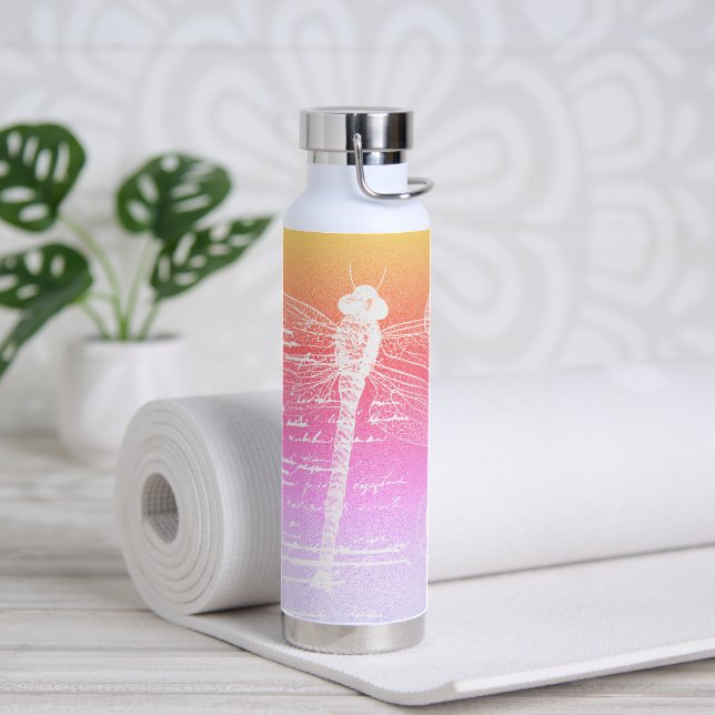 Botella De Agua Libélula gradiente pastel  (Yoga)