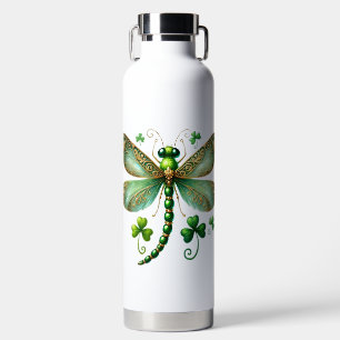 BOTELLA DE AGUA LIBÉLULA IRLANDESA VERDE Y ORO