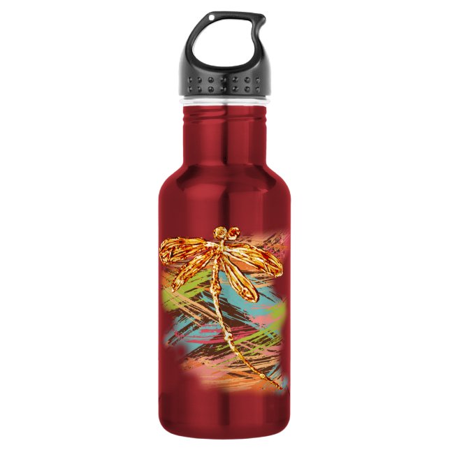 Botella De Agua Libélula Splash Naranja (Anverso)