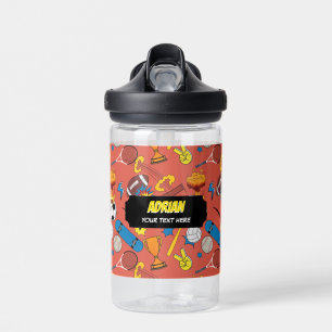 Botella De Agua Libro Cómic Retro Deportes Atlético Escuela Infant
