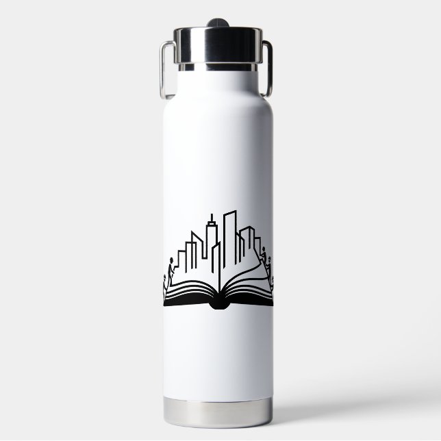 Botella De Agua Libro que construye ciudades  (Frente)