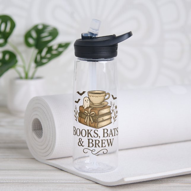 Botella De Agua Libros Bats Brew Halloween Lector de Café Arte (Yoga (girado))