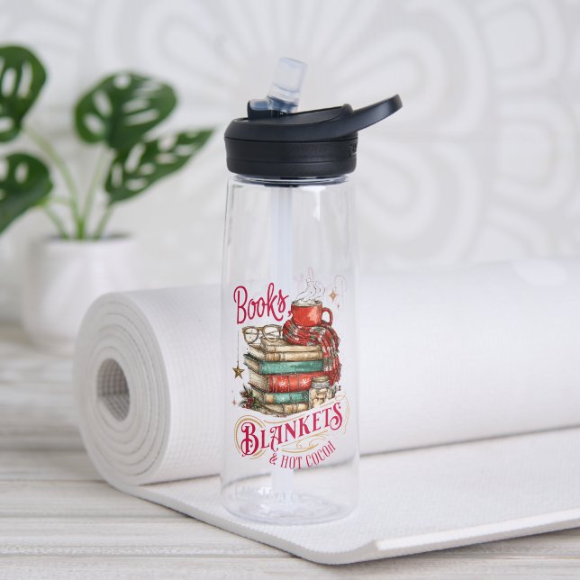 Botella De Agua Libros Cobijas y Chocolate Caliente (Yoga (girado))