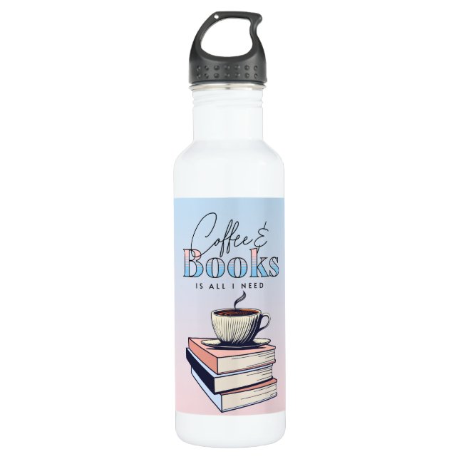 Botella De Agua Libros y café de época son todo lo que necesito (Anverso)