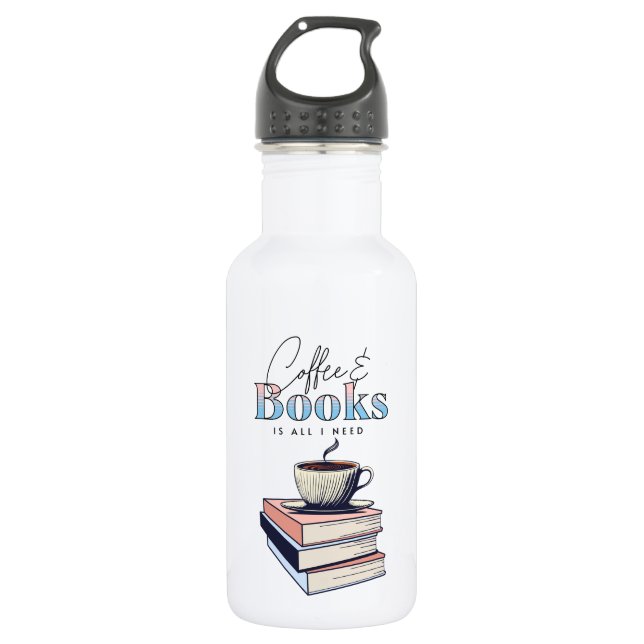 Botella De Agua Libros y café de época son todo lo que necesito (Anverso)