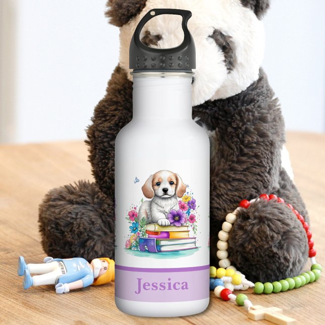 Botella De Agua Libros Y Flores De Cachorro Cívico (Subido por el creador)