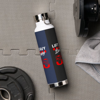 Botella De Agua Lift Heavy Live Happy - Gimnasio, motivación, fitn