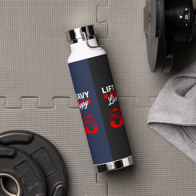 Botella De Agua Lift Heavy Live Happy - Gimnasio, motivación, fitn (Gimnasio)