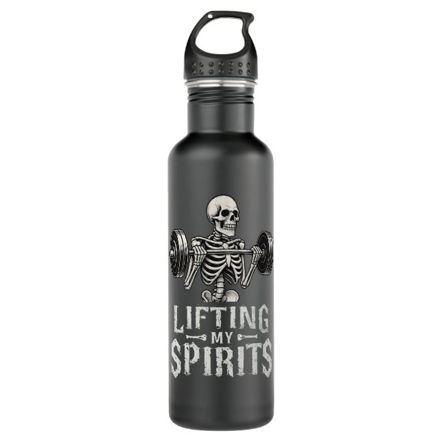 Botella De Agua Lifting My Spirits Bodybuilding Skeleton Funny Gym (Anverso)