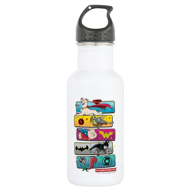 Botella De Agua Liga DC de SuperMascotas (Anverso)