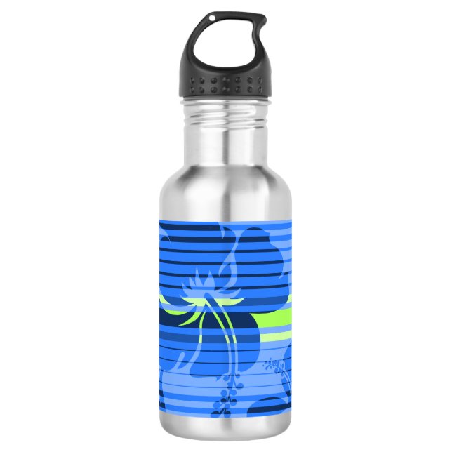 Botella De Agua Lihue Hibiscus Stripe Hawaiian (Anverso)