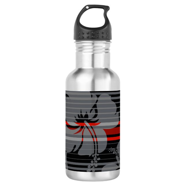 Botella De Agua Lihue Hibiscus Stripe Hawaiian (Anverso)