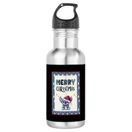 Botella De Agua Lil Blue Cutie dice "Feliz Navidad"