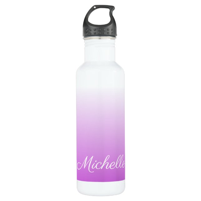 Botella De Agua Lilac púrpura oscuro nombre personalizado (Anverso)