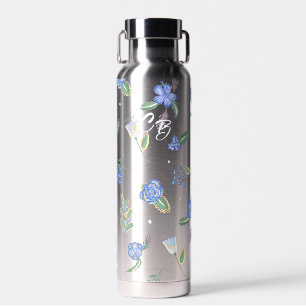 Botella De Agua Lilac y Violeta pintadas a mano gris