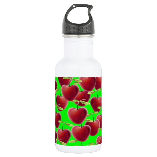 Botella De Agua Lime Green Cherry Splash (Anverso)