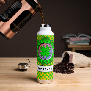Botella De Agua Lime Green Clover Ribbon por Kenneth Yoncich