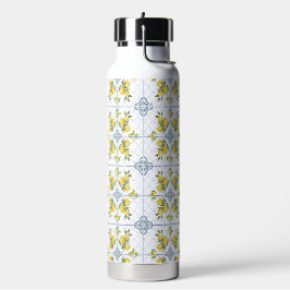 Botella De Agua Limón de País Francés con Acuarela Azul