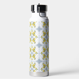 Botella De Agua Limón de País Francés con Acuarela Azul