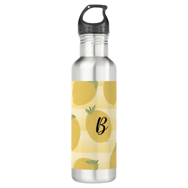 Botella De Agua Limones Amarillos Verano Frutas Acuarela Divertido (Anverso)
