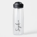 Botella De Agua Limpiar el guión de nombre personalizado<br><div class="desc">Añade tu nombre a esta botella de agua para un favor de boda personalizado,  regalo de fiesta nupcial o sólo para uso diario!</div>