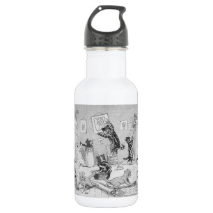 Botella De Agua Limpieza de gatos en primavera, Louis Wain