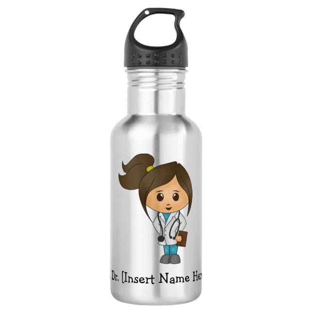 Botella de agua linda personalizada de la hembra (Anverso)