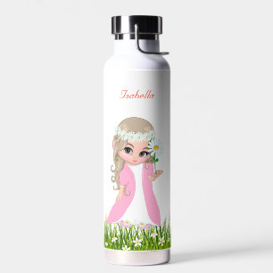 Botella De Agua Linda Princesa y Flores