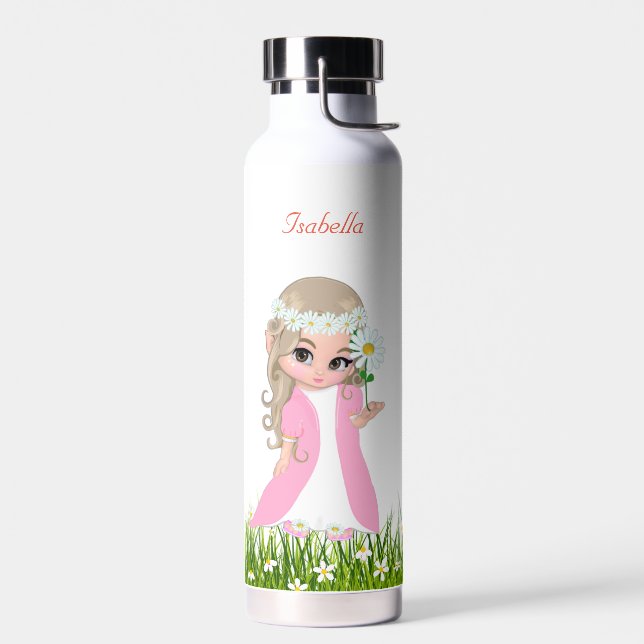 Botella De Agua Linda Princesa y Flores (Izquierdo)