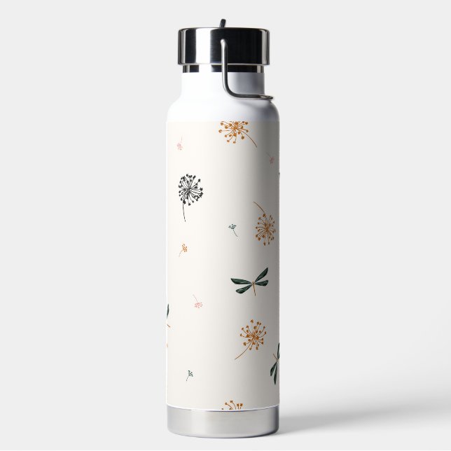 Botella De Agua Lindas libélulas y flores sencillas (Izquierda)